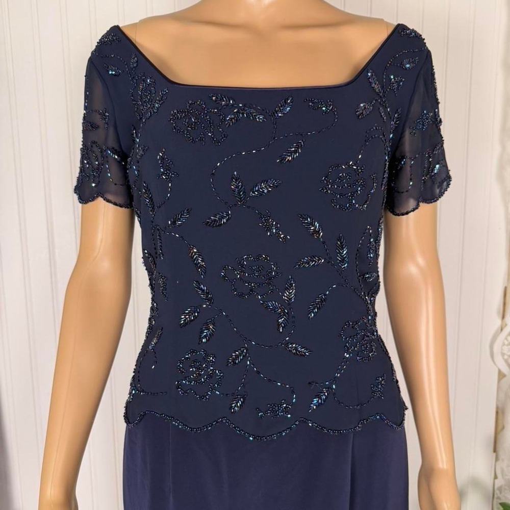 Alfred Angelo Navy Beaded Formal Gown
